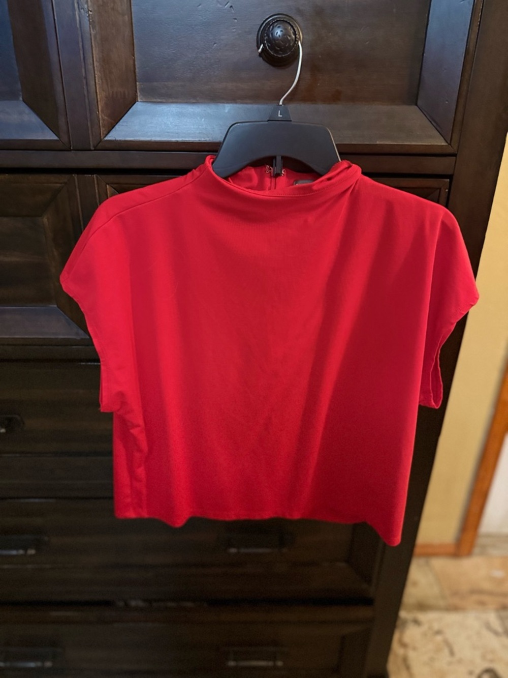 Worthington Red Mock Neck Short Sleeve Top